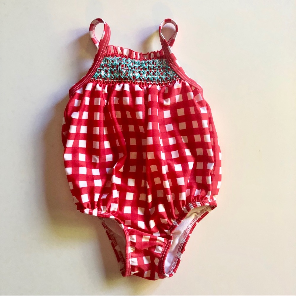 Red & white gingham 2T Cat & Jack bathing suit.